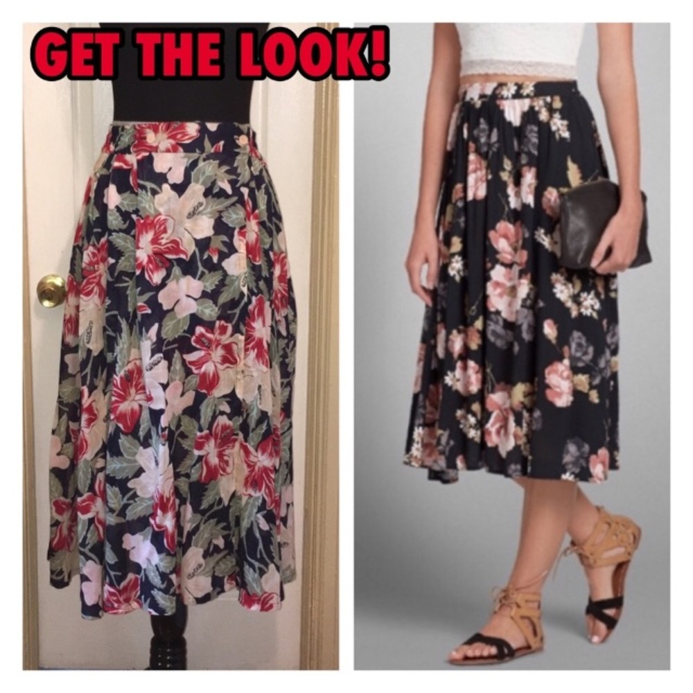 🍂🍁 Fall Vintage Mexx Floral Midi Button Wrap Skirt Sz 5/6